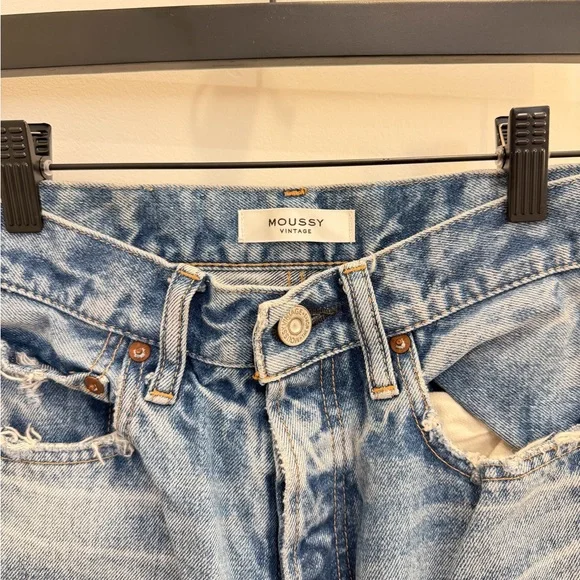Moussy Vintage Faded Blue Denim Jeans - Picture 2 of 7